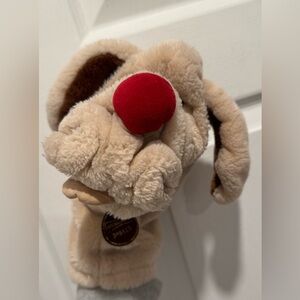 Ganz Bros Hand Puppet Plush Wrinkles The Dog  8" Beige Mastiff cute golf vintage